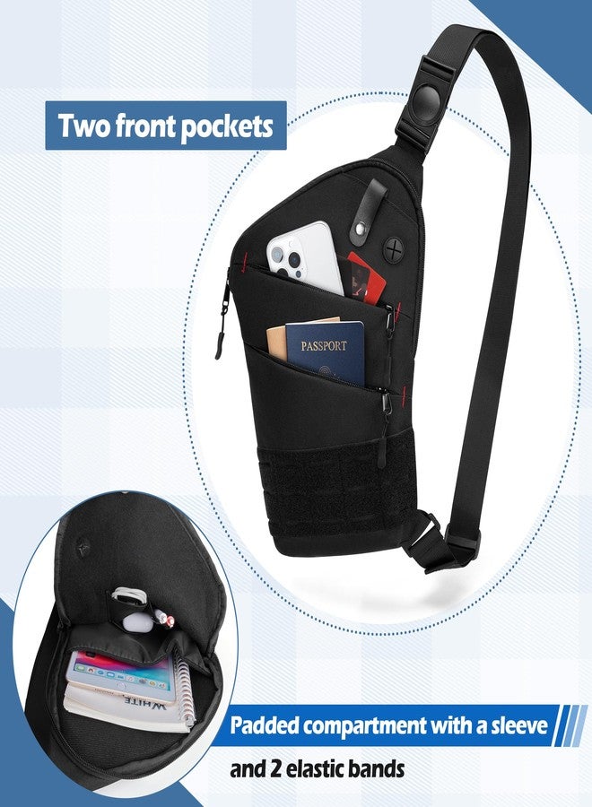 Smasrob Sling Bag for Men and Women, Crossbody Bag with Patches Area and Multiple Pockets (Bag Only), Black, Black, One Size, Bag - Image 3