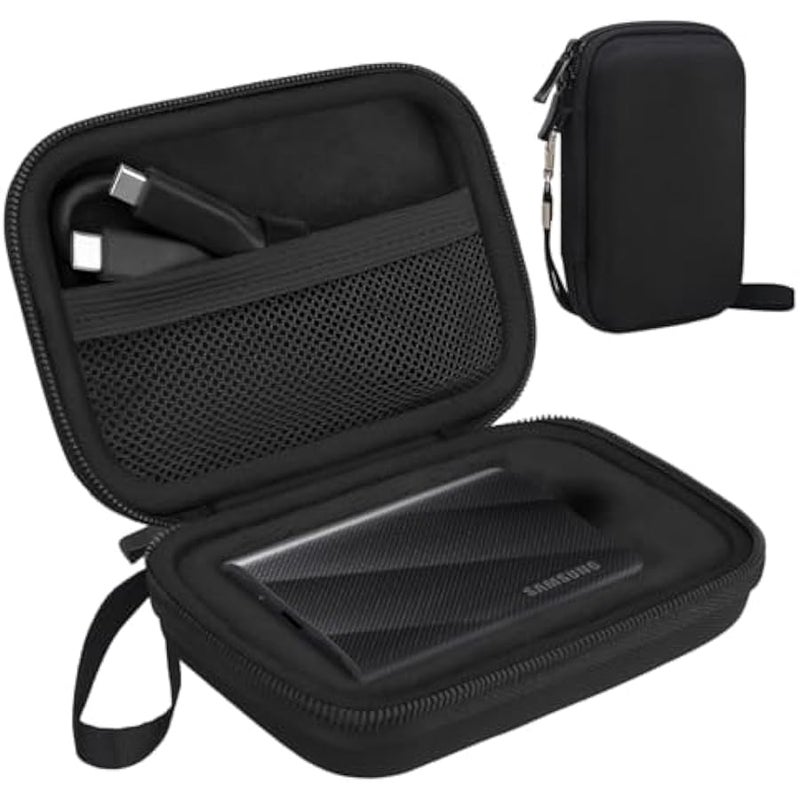 Hard Carrying Case for Samsung T9 Portable Solid State Drives 1TB 2TB 4TB USB 3.2 External SSD Hard EVA Shockproof Storage Travel Bag, Black+Black - Image 1