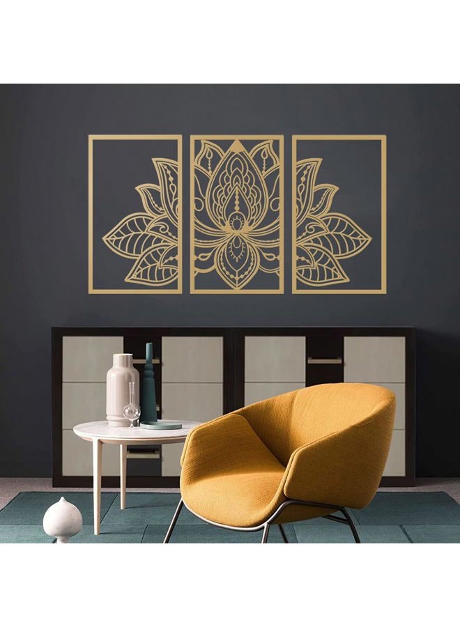 ESTART 3 Pcs Lotus Flower Metal Wall Art Decor, Religion Faith Mandala Home Wall Decoration for Living Room, Bedroom, Office and Yoga Room Hanging Decor (Gold) - Image 3