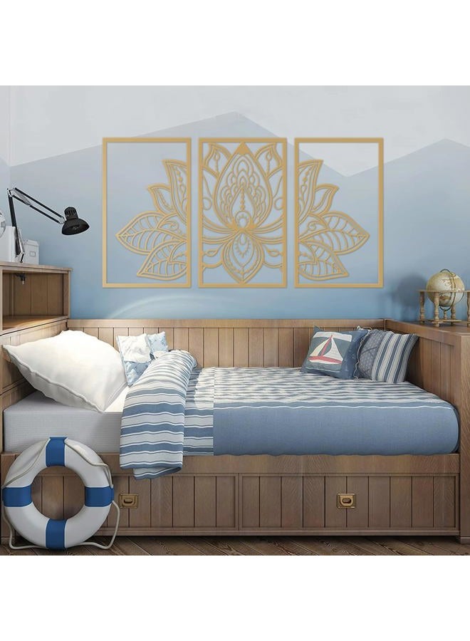 ESTART 3 Pcs Lotus Flower Metal Wall Art Decor, Religion Faith Mandala Home Wall Decoration for Living Room, Bedroom, Office and Yoga Room Hanging Decor (Gold) - Image 5