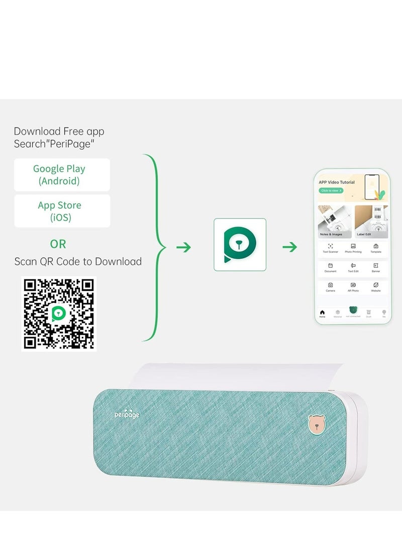 بيري بيدج طابعة محمولة حرارية من PeriPage تدعم حجم الورق الأمريكي 8.26x11.69  تطبع المستندات وورق الوشم والصور,لاسلكية بدون حبر تعمل بالبلوتوث للسفر ,متوافقة مع أنظمة أندرويد و iOS , - Image 5