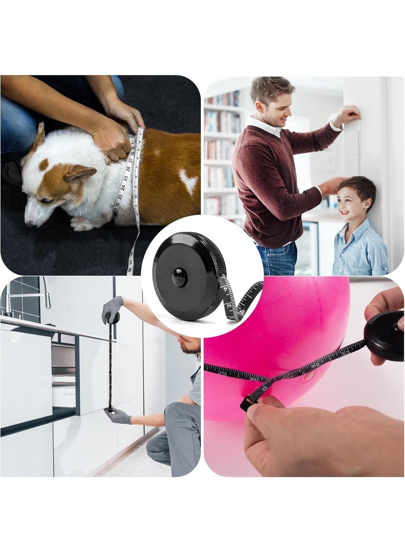 MOMENT 1 Pack Soft Tape Measure 150CM Retractable Measuring for Body Fabric Sewing Tailor Cloth Knitting Craft Weight Loss Measurements Retractable Black Dual Sided Tape Measure Body Measuring - Image 4
