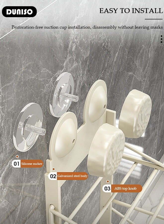 DUNISO صينية تحضير الطعام، صينية تحضير مطبخ قابلة للطي، صينية طعام مطبخ مثبتة على الحائط بكوب شفط، صينية خضار بسعة كبيرة، رف تخزين مطبخ، حامل، رف تنظيم الأطباق الجانبية لمستلزمات المطبخ - Image 3