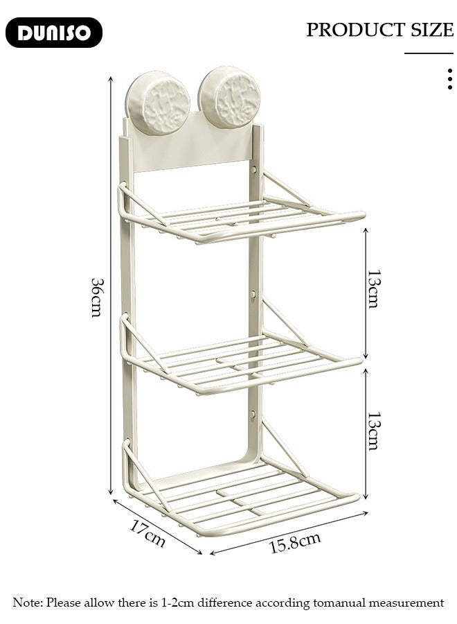 DUNISO صينية تحضير الطعام، صينية تحضير مطبخ قابلة للطي، صينية طعام مطبخ مثبتة على الحائط بكوب شفط، صينية خضار بسعة كبيرة، رف تخزين مطبخ، حامل، رف تنظيم الأطباق الجانبية لمستلزمات المطبخ - Image 4