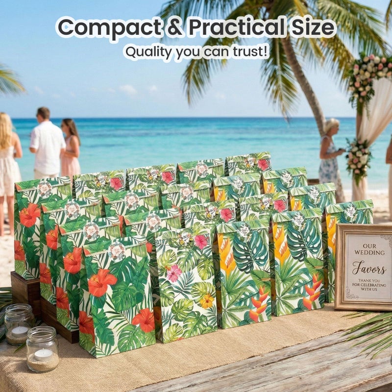 Shindel 24 Pack Tropical Hawaii Party Favor Bags with Stickers - 8.7"x4.7"x3.1" Luau Aloha Goodie Bags, Summer Beach Theme for Kids Birthday Party & Gift Packaging - Image 5