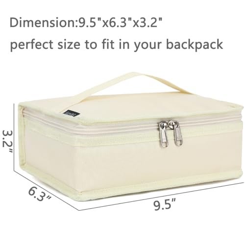 FlowFly Small Insulated Lunch box Portable Soft Bag Mini Cooler Thermal Meal Tote Kit with Handle for Work & School, Beige - Image 4