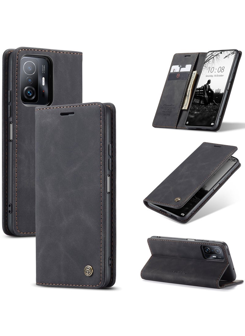 CaseMe CaseMe Xiaomi Mi 11/11T Pro Case Wallet, for Xiaomi Mi 11/11T Pro Wallet Case Book Folding Flip Folio Case with Magnetic Kickstand Card Slots Protective Cover - Black  - Image 1