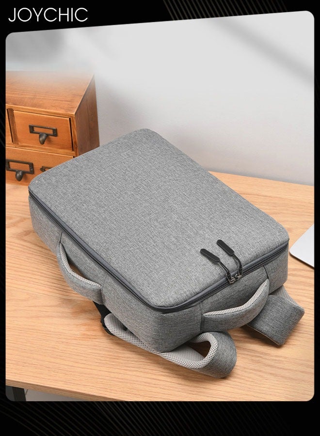 Joychic حقيبة كمبيوتر محمول كاجوال بنمط سادة بسعة كبيرة وفتحة كاملة مع منفذ شحن USB للرجال للمدرسة والمكتب والعمل والسفر مقاس 15.6 بوصة، رمادي - Image 2