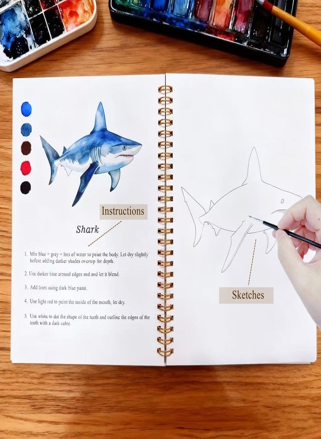 Baeleega Watercolor Workbooks Coloring Book Beginner Friendly Painting Kit Easy Nature Scenes Paint Set Art Crafts for Creative Exploration Gift for Adults Teens (Flowers, with Palette) - Image 4