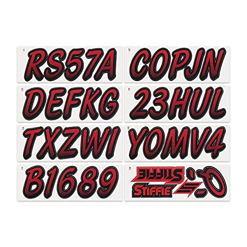 STIFFIE Whipline Burgundy/Black 3" Boat & PWC Registration Decals • Numbers Letters Stickers - Image 3