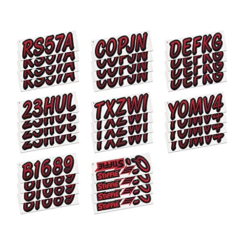 STIFFIE Whipline Burgundy/Black 3" Boat & PWC Registration Decals • Numbers Letters Stickers - Image 4