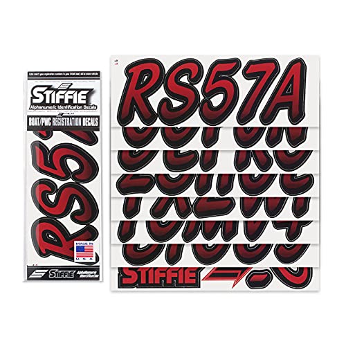 STIFFIE Whipline Burgundy/Black 3" Boat & PWC Registration Decals • Numbers Letters Stickers - Image 2