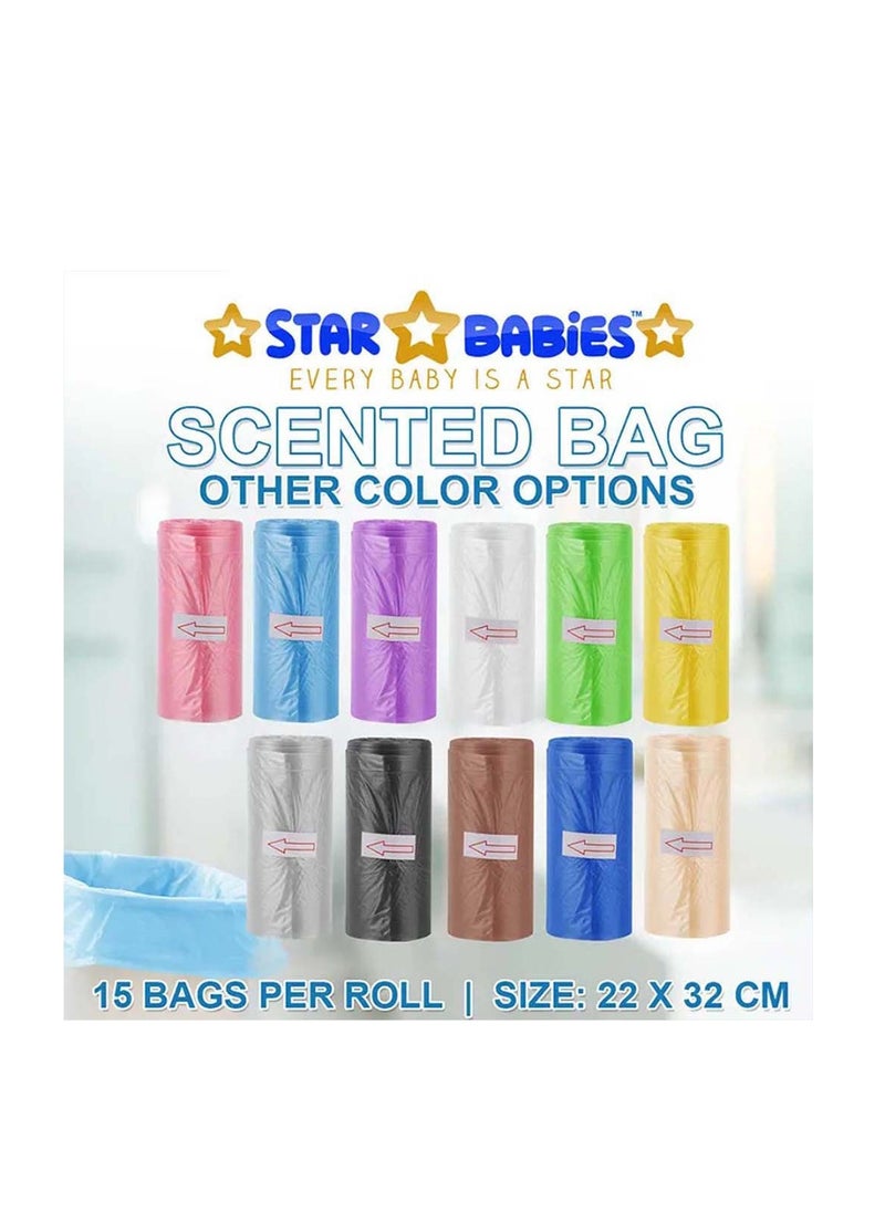 STAR BABiES Star Babies - Combo Pack of 2- Scented Bag Pack of 5 (75 Bags w/Dispenser) with Baby Girl's Kneepad - Pink  - Image 4