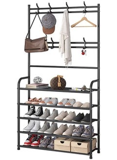 Toshionics Multifunctional 3 in 1 Entryway Coat Rack 5 Tier Hall Tree Shoe Bench Large Storage Shelfs  - Image 1