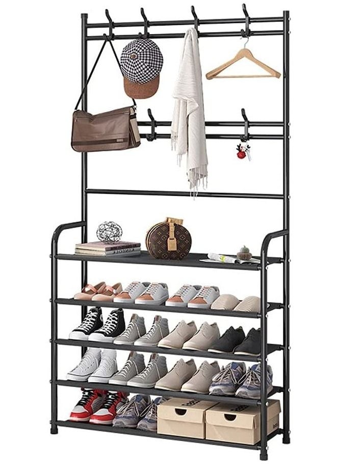 Toshionics - Multifunctional 3 in 1 Entryway Coat Rack 5 Tier Hall Tree Shoe Bench Large Storage Shelfs - Image 1