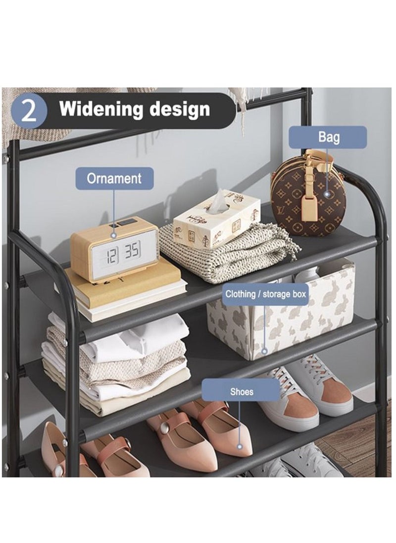 Toshionics - Multifunctional 3 in 1 Entryway Coat Rack 5 Tier Hall Tree Shoe Bench Large Storage Shelfs - Image 1