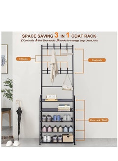 Toshionics Multifunctional 3 in 1 Entryway Coat Rack 5 Tier Hall Tree Shoe Bench Large Storage Shelfs  - Image 5