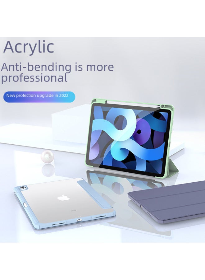 Acrylic High Transparency Anti-bend Protective Case For Ipad 2022 Pen Slot 10.2 Three-fold 10.9 Tablet Leather Cover-Color:Lavender-Applicable Model:IPAD 10.2(2019/2020/2021) - Image 5