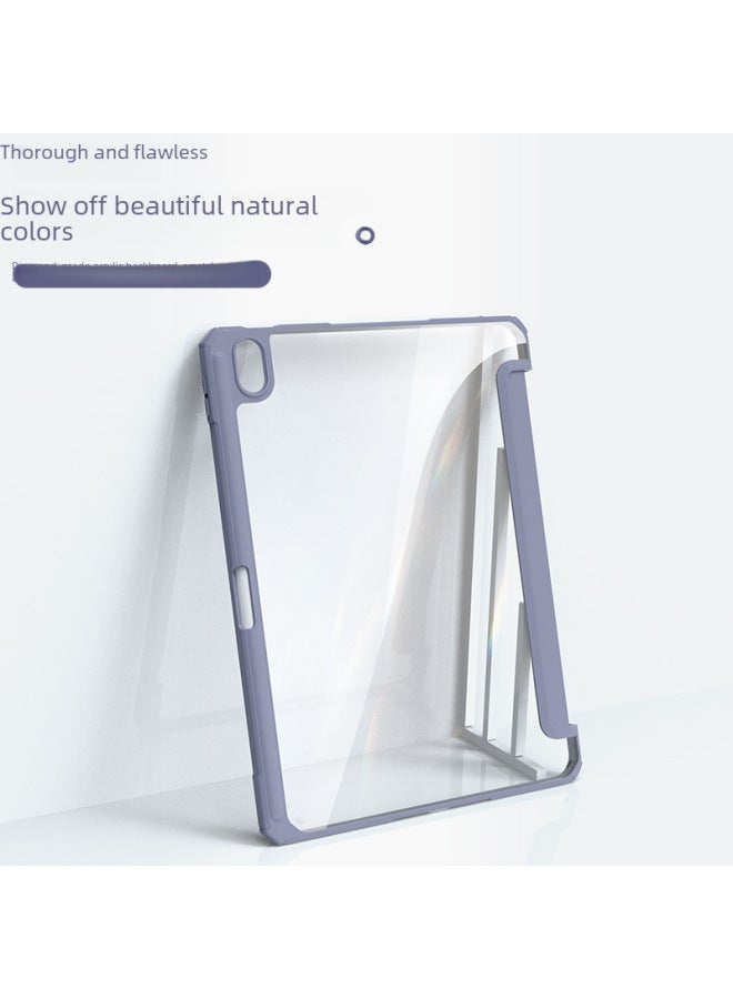Acrylic High Transparency Anti-bend Protective Case For Ipad 2022 Pen Slot 10.2 Three-fold 10.9 Tablet Leather Cover-Color:Lavender-Applicable Model:IPAD 10.2(2019/2020/2021) - Image 4