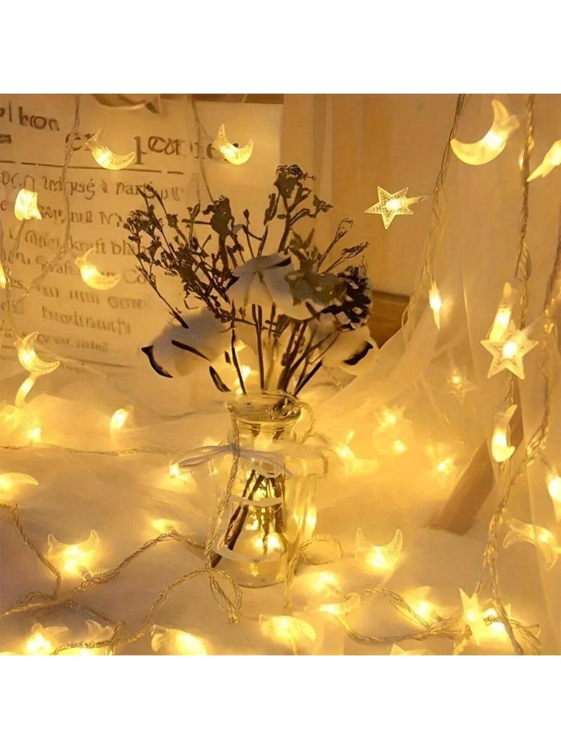 زينه رمضان اضاءة بشكل هلال ونجوم مضيئة بطول 3 متر لإضاءة رمضانية دافئة - زينه رمضان للمنازل و الحفلات - Image 3