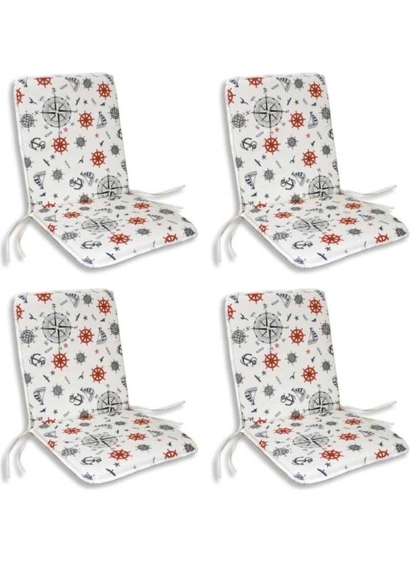 Nelson - Chair Cushion 4 Pieces Lace Garden Cushion with Back (Marin-Anchor) Washable - Image 1