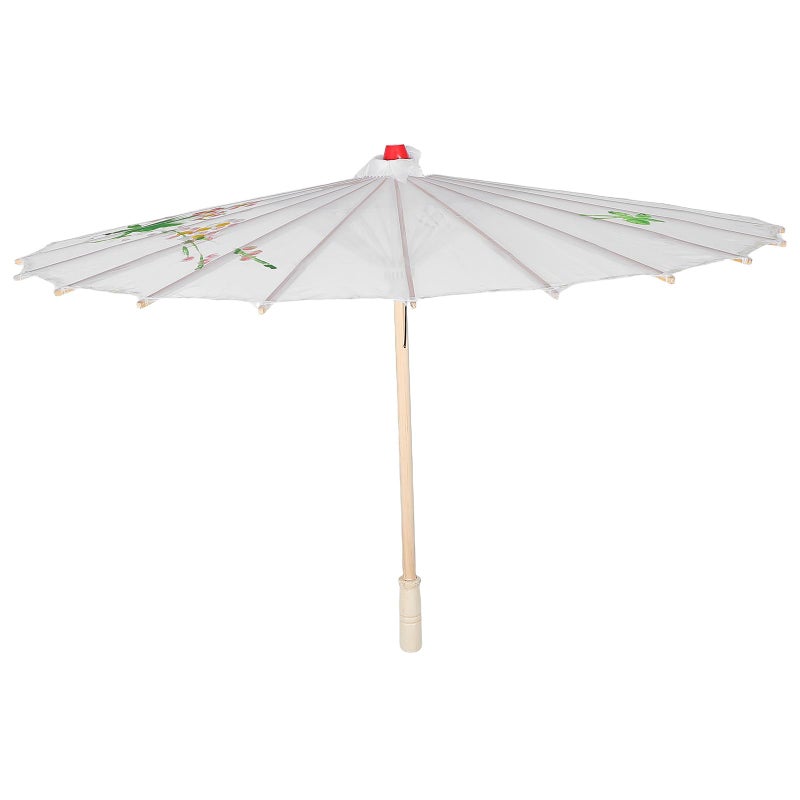 Antique Style White Silk Parasol Umbrella 76cm Traditional Chinese Dance Prop For Women Wedding Photography - Image 2