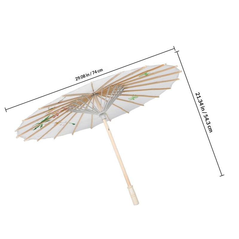 Antique Style White Silk Parasol Umbrella 76cm Traditional Chinese Dance Prop For Women Wedding Photography - Image 3