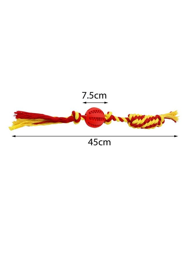 إيميلي بيتس ألعاب حبل مضغ الكلاب - كرة طعام الكلاب، كرات تدريب الذكاء، كرة مضغ تفاعلية للكلاب مع لعبة حبل قطني لتنظيف الأسنان متينة ومقاومة للعض (أحمر) - Image 2