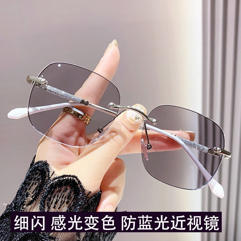 202 Spring/Summer Frameless Anti-Blue Light Fashion Trend Color-Changing Lenses Starry Sky Can Be Paired with Prescription Glasses of the Same Style - Image 2