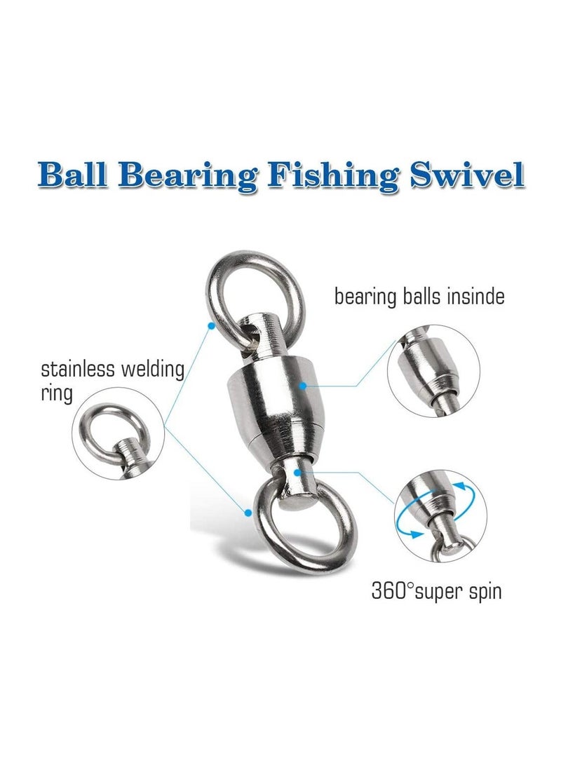 Generic Ball Bearing Swivels Connector, 50 Pcs High Strength Stainless Steel Solid Welded Rings Barrel Swivels Saltwater Freshwater Fishing, Fishing Accessories - Image 3