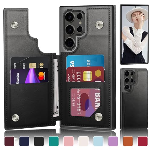 DJDUCK Designed for Samsung Galaxy S25 Ultra Case Wallet with Card Holder, [Magnetic Clasp Cover] [RFID Blocking Leather Protection] Shockproof Women Men Cases for Samsung S25 Ultra Black - Image 1