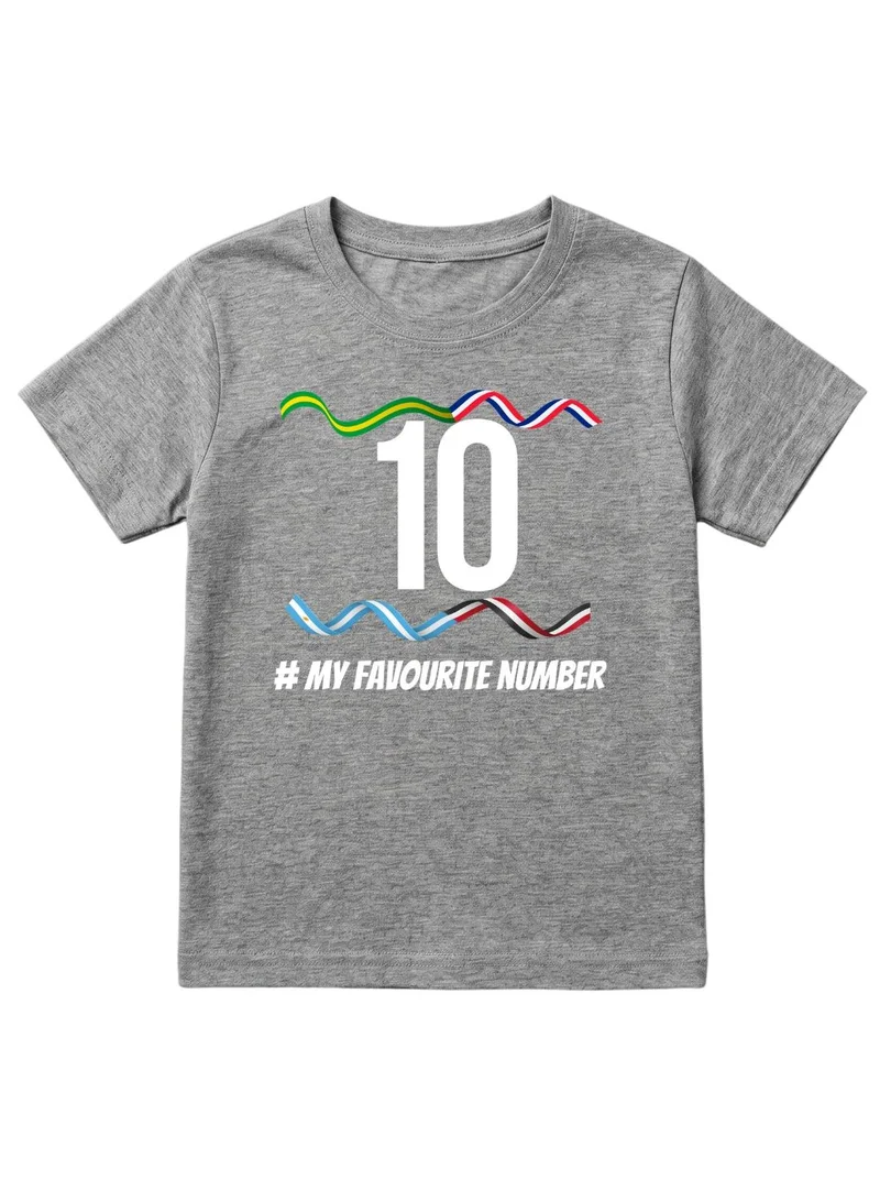 Babyqlo Grey Number 10 Football Fan Kids T-Shirt
