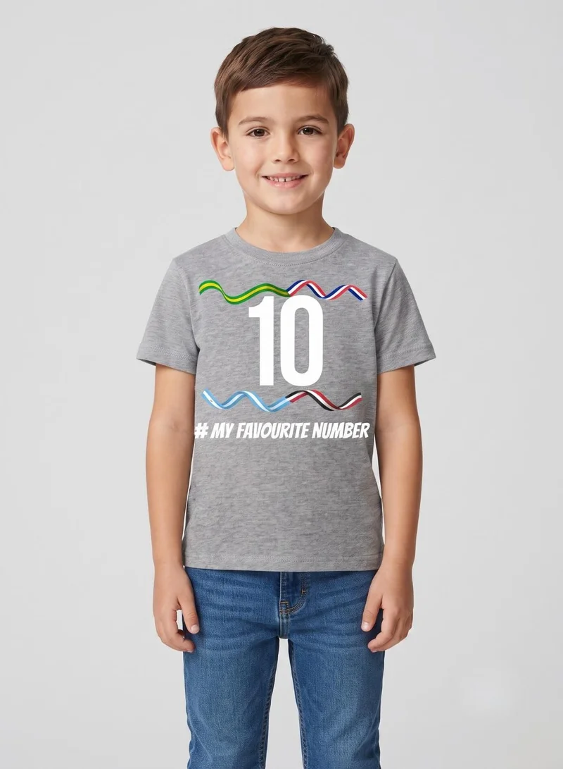 Babyqlo Grey Number 10 Football Fan Kids T-Shirt