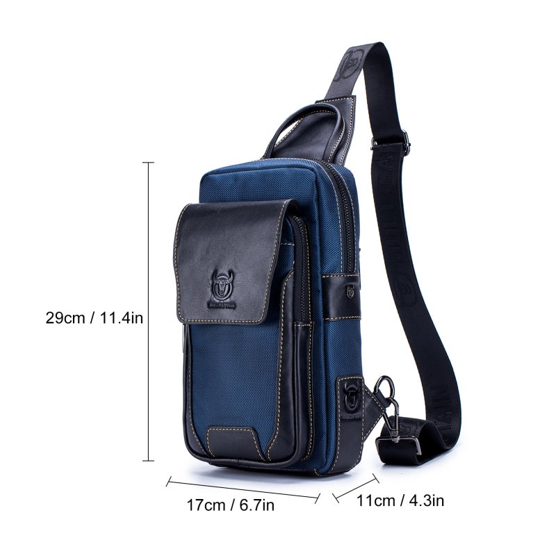 BULLCAPTAIN Men Leather Sling Bag Casual Chest Bag Pack Crossbody Bag Sling Backpack Travel Shoulder Backpack - Image 2
