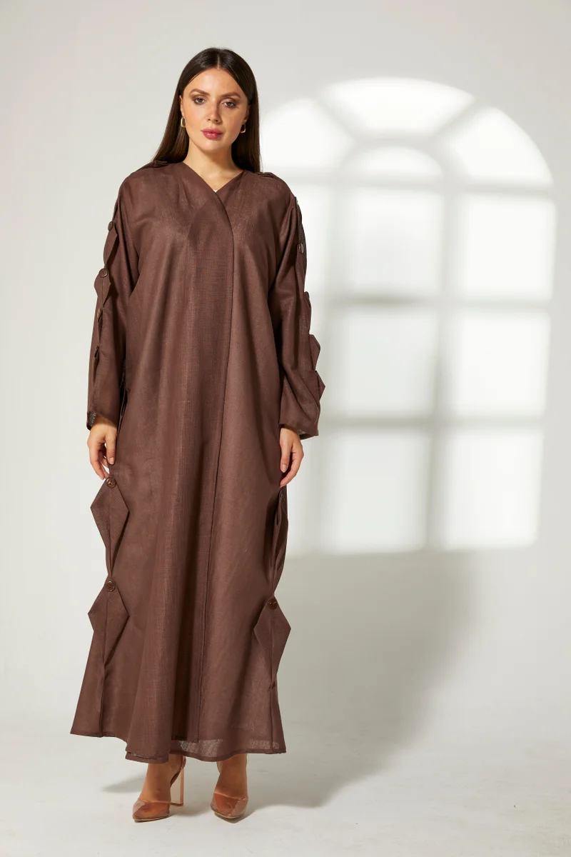 Moistreet V-Neck Flared Sleeve Abaya