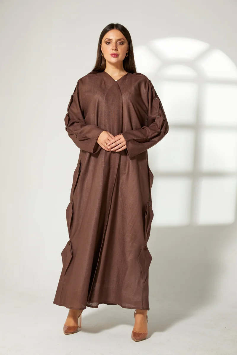 Moistreet V-Neck Flared Sleeve Abaya