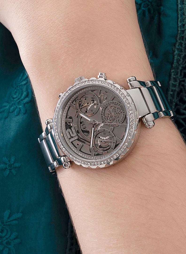 GUESS Watch for Women, Quartz Movement, Analog Display, Silver Stainless Steel Strap-GW0403L1 - Image 3