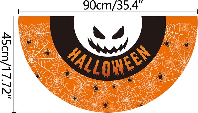 comfrt Halloween Bunting Flags Decor, Halloween Fan-Shaped Flag Hanging Flag, Halloween Decoration Half-Circle Flag, Halloween Ghost Flag for Garden Yard, 45x90cm - Image 3