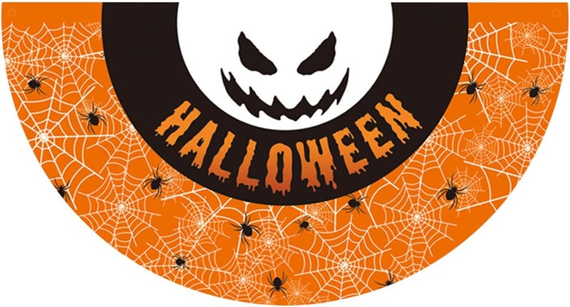 comfrt Halloween Bunting Flags Decor, Halloween Fan-Shaped Flag Hanging Flag, Halloween Decoration Half-Circle Flag, Halloween Ghost Flag for Garden Yard, 45x90cm - Image 1
