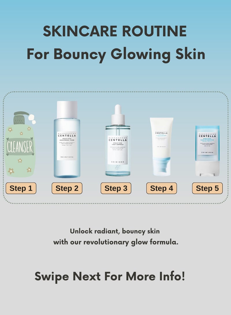 SKIN1004 Madagascar Centella Hyalu-Cica Full Skincare Set: SPF50+ Sun Serum, Brightening Toner, Protective Sun Stick, and Nourishing First Ampoule 380ml - Image 5