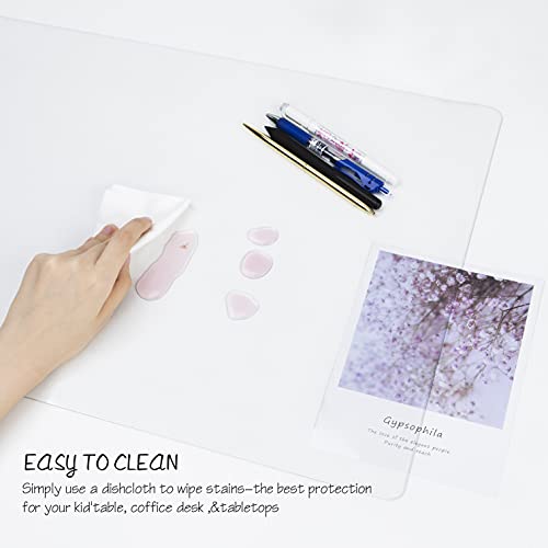 Oterri Clear Writing Desk Pad, 31.5’’x15.7” Heat Resistant Waterproof PVC Round Edge Durable Desk Protect Mat, Anti-Static Writing Mat Table Protector - Image 5