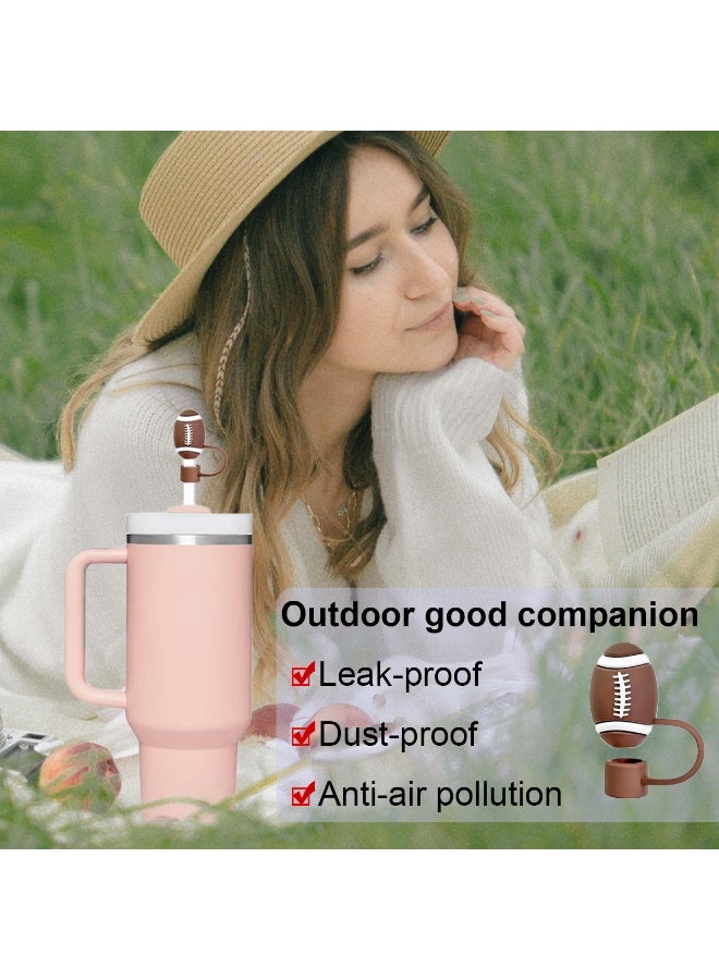 ACYYH SportsCaps Sports-Themed Silicone Straw Caps, 6-Pack,  Baseball Football Basketball Soccer Game Controller Design, Reusable Spray-Proof Drink Toppers - Image 4