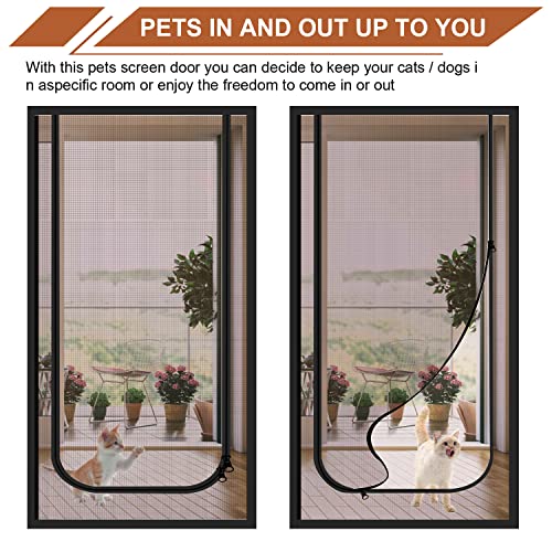 Dixutzi Reinforced Cat Screen Door Fits Door Size 32''x 80'', Heavy Duty Pets Proof Screen Door with Zipper, Prevent Dogs Cats Running Out from Home (Black) - Image 5