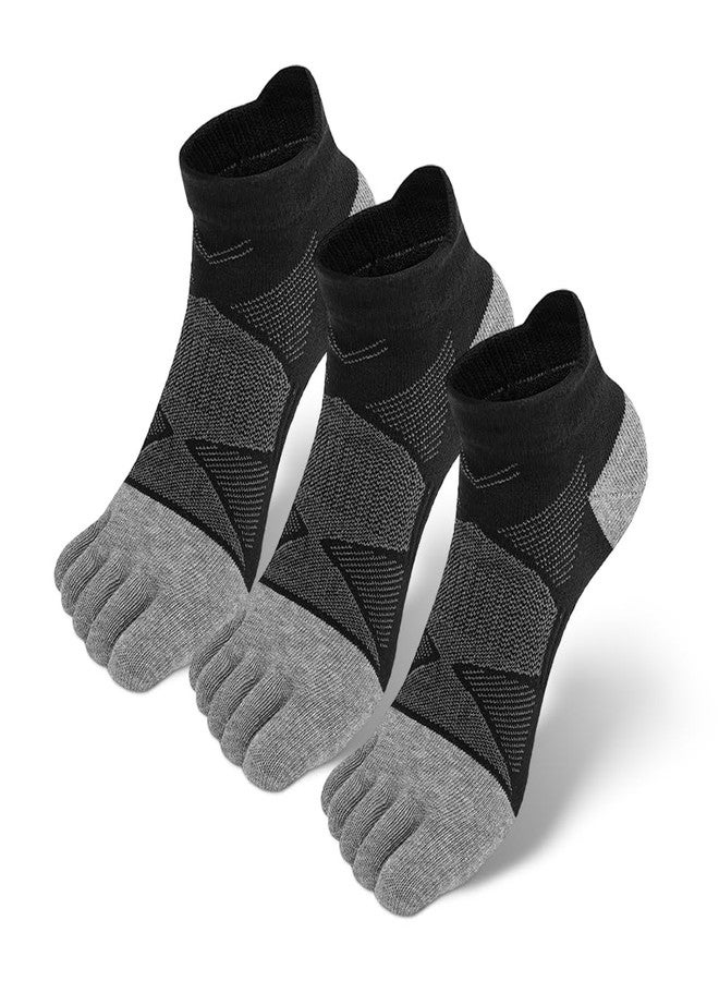برو بيروس جوارب يوغا رجالية من بروبيروس®، 3 أزواج، 5 أصابع، قطن ماص للرطوبة، نعل مانع للانزلاق، جوارب رياضية للكاحل للتمارين والجري واليوغا، مقاس كبير، رمادي، قابلة للتهوية، لا تسبب البثور، ملابس رياضية أنيقة - Image 1