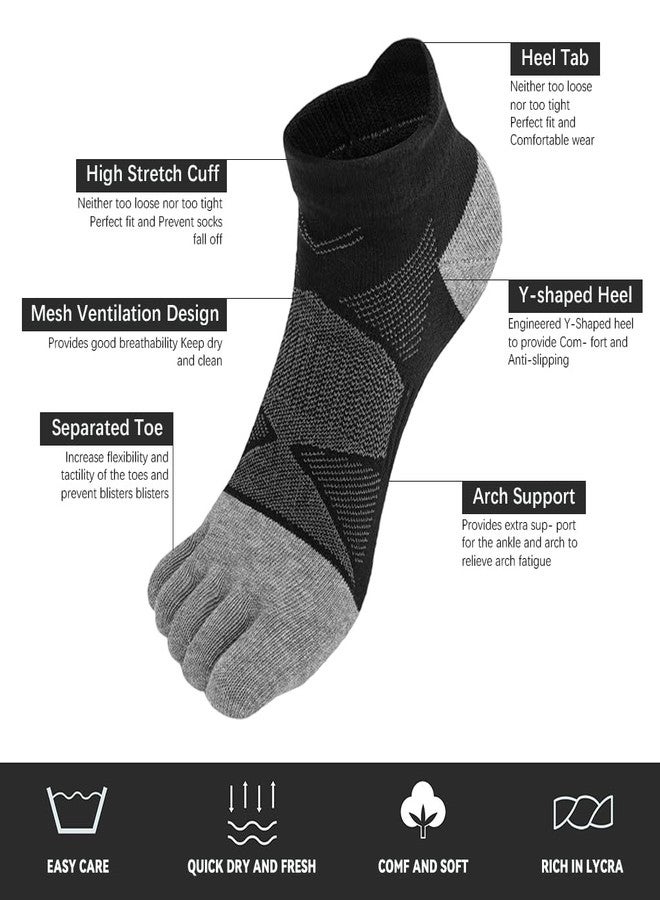 برو بيروس جوارب يوغا رجالية من بروبيروس®، 3 أزواج، 5 أصابع، قطن ماص للرطوبة، نعل مانع للانزلاق، جوارب رياضية للكاحل للتمارين والجري واليوغا، مقاس كبير، رمادي، قابلة للتهوية، لا تسبب البثور، ملابس رياضية أنيقة - Image 5