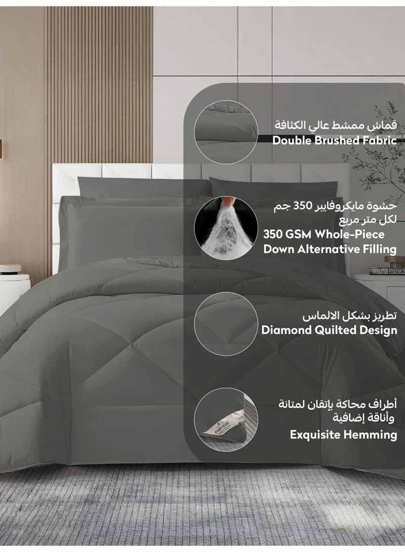 Donetella KING 6pcs (200x200) Bedding Comforter Set, King Size Fits 200x200 cm - 6-Pcs Solid Quilted Bed Set, Microfiber Fabric - 1 Comforter, 1 Fitted Sheet, 2 Pillow Shams, 2 Pillowcases  | Best Price UAE