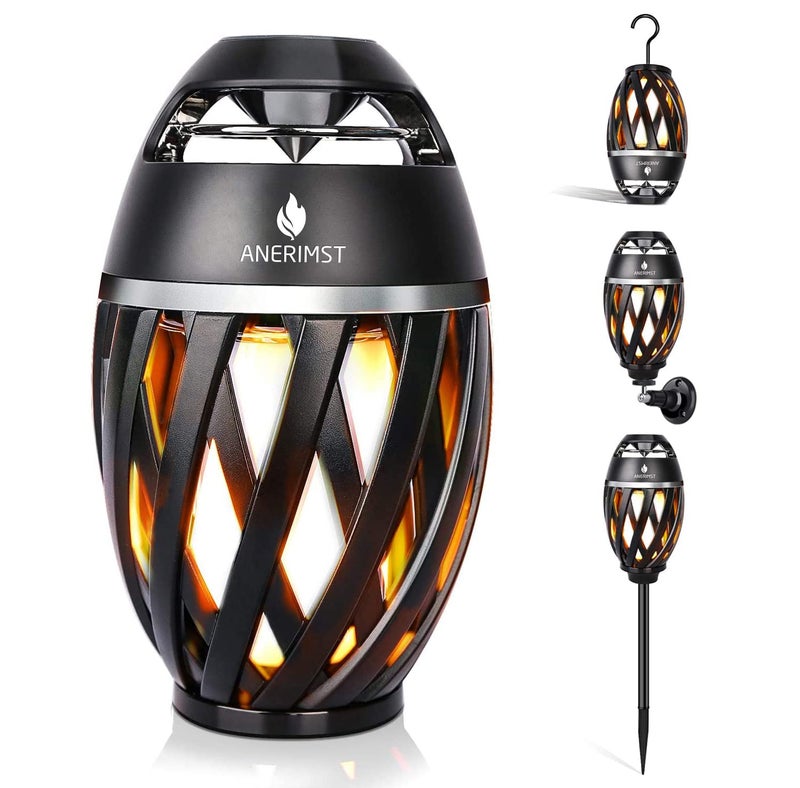 ANERIMST هدايا أنيريمست الفريدة للرجال، مكبر صوت بلوتوث خارجي مقاوم للماء مع ضوء LED Torch، هدية عيد ميلاد للصديق أو الأب، رائع للحديقة، الفناء، في الخارج (أسود) - Image 1