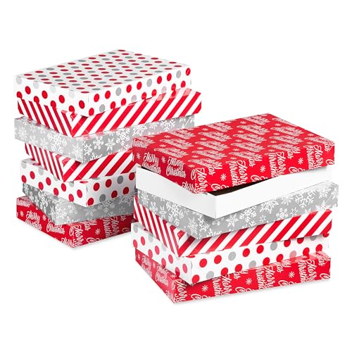 American Greetings Christmas Gift Boxes Red White and Silver Christmas Patterns 12Boxes 1475 in x 95 in