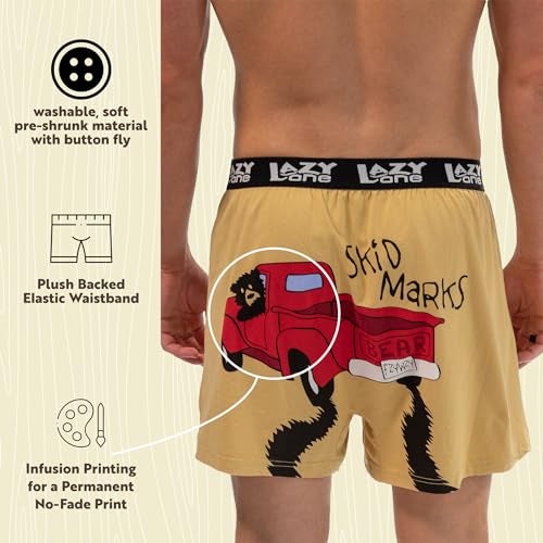Lazy One Funny Animal Boxers, Novelty Boxer Shorts, Humorous Underwear, Gag Gifts for Men, Bear, Truck (Skid Marks, LARGE) - Image 5
