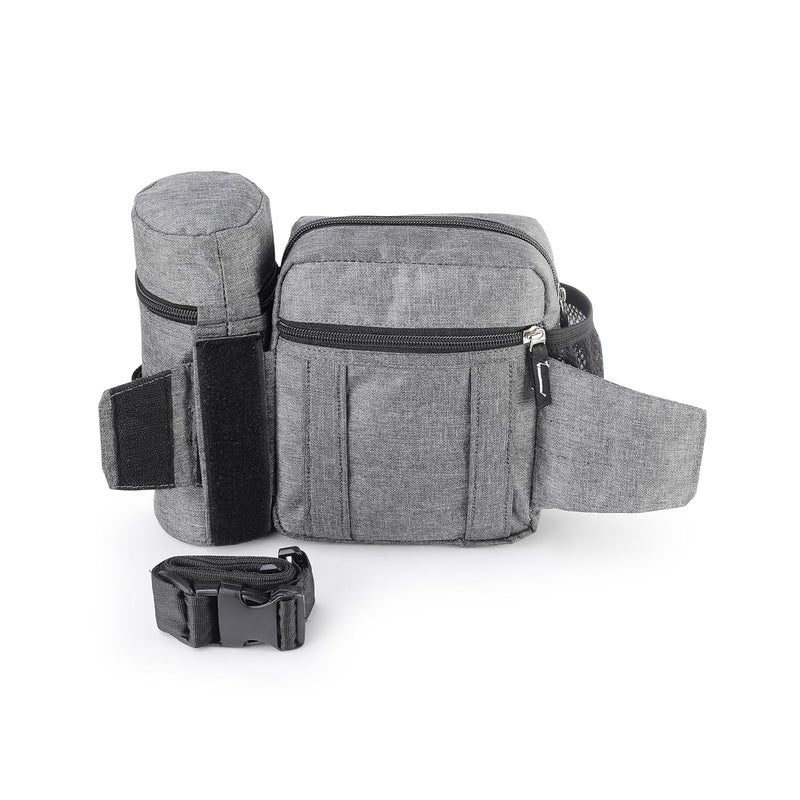 perch حقيبة خصر مع حامل زجاجة معزول (ساخن وبارد) قابل للفصل - حقيبة سفر متعددة الاستخدامات للرجال - مثالية للمشي لمسافات طويلة، والتجوال، والتخييم - مقاومة للماء (رمادي) - Image 2